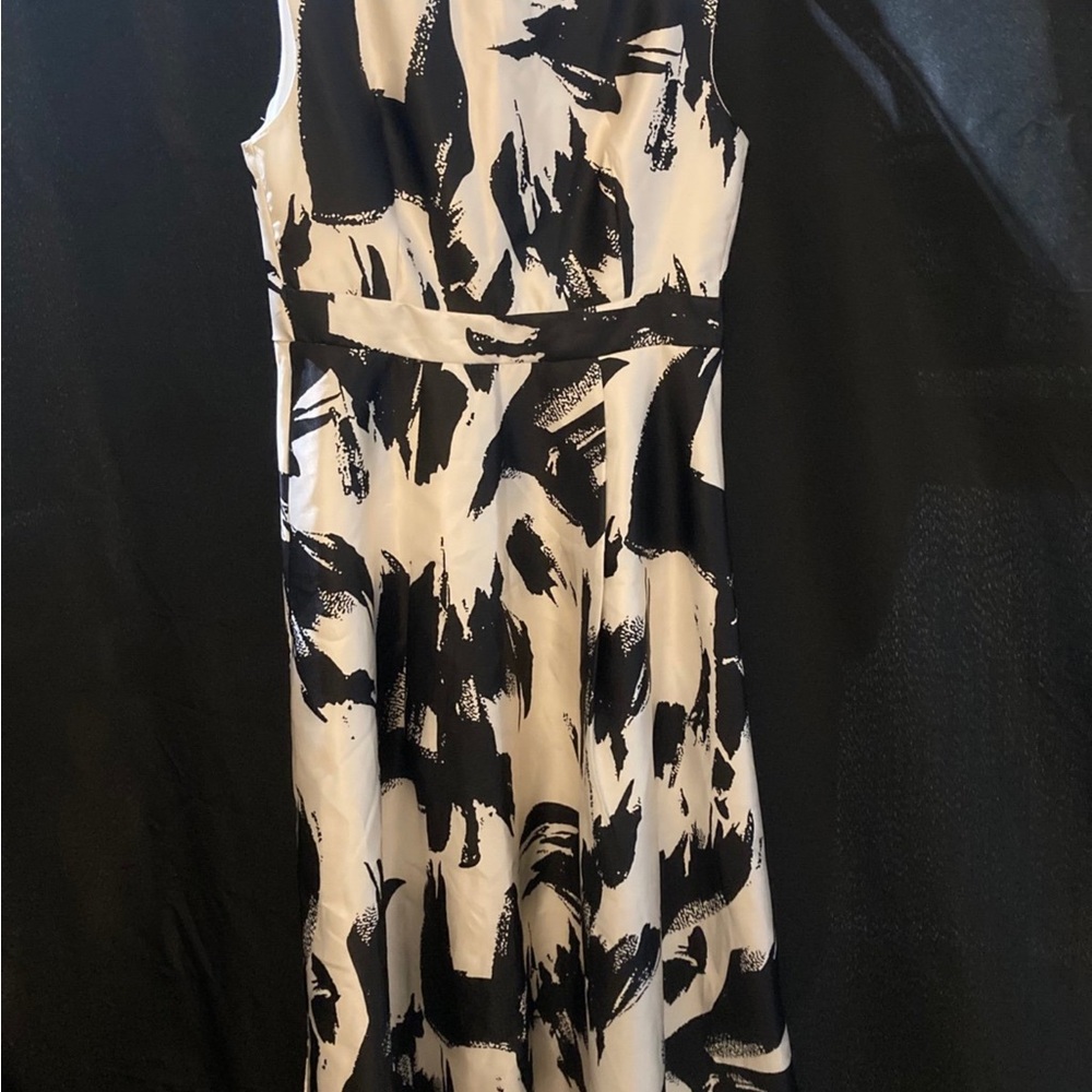 Sole Sleeveless Black and White Maxi Dress with Abstract Brush Print